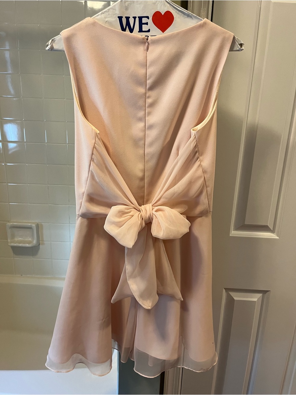 Tempo Paris Soft Blush Pink Cocktail Dress with Large Tie Bow. Size 10.
